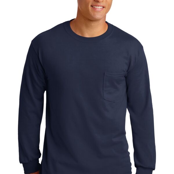 Gildan 2410-Ultra Cotton ® 100% Cotton Long Sleeve T Shirt with Pocket Thumbnail